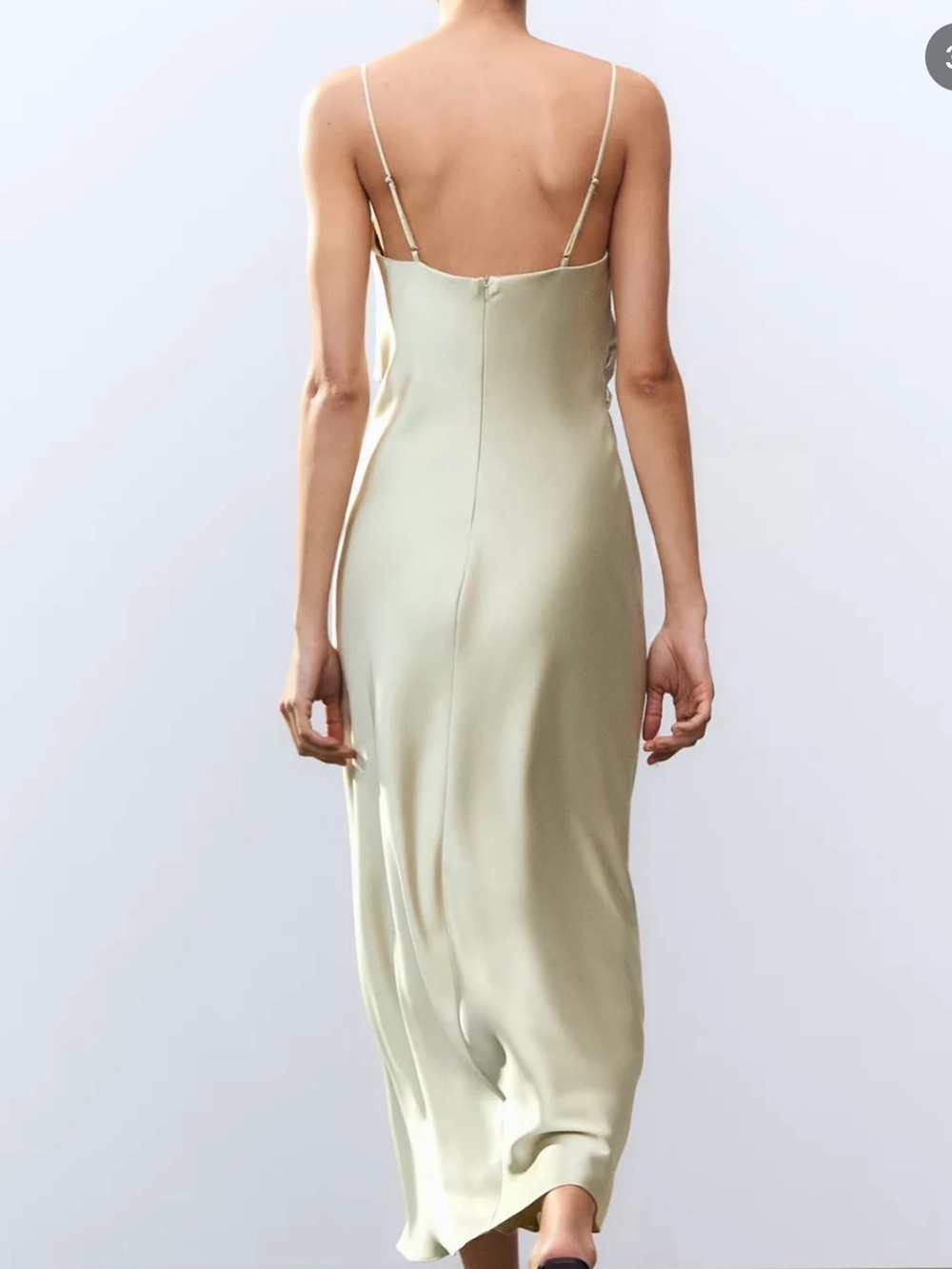 Zara Satin Slip Maxi Dress in Pale Sage - Picture 2 of 4